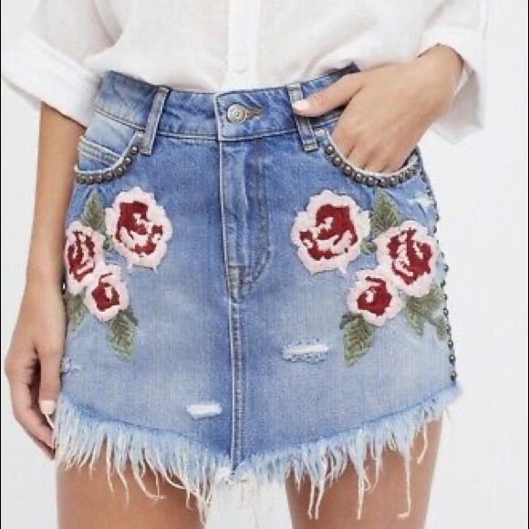 FREE PEOPLE Wild Rose Ember Embroidered Mini Skirt - Picture 8 of 9